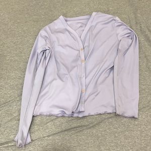 Purple silky button up cardigan